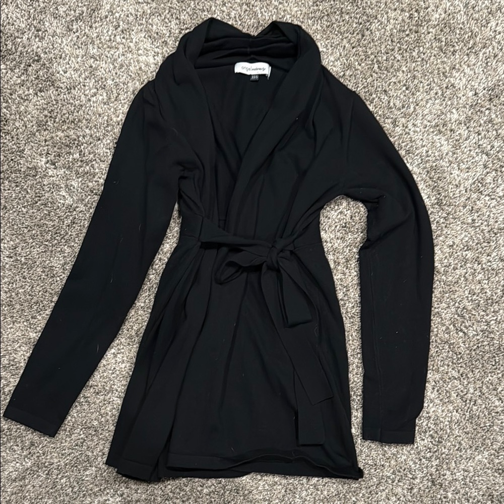 Black Shawl Collar Cardigan with Belt